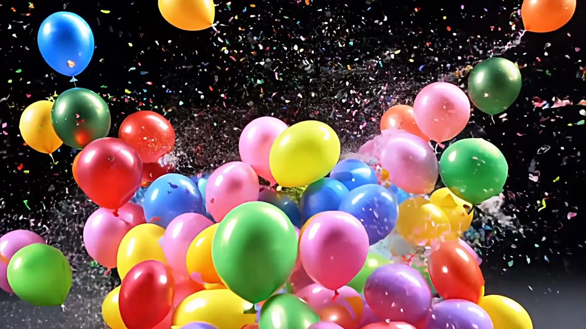 Colorful Balloon and Confetti Overlay for Party and Celebration Videos